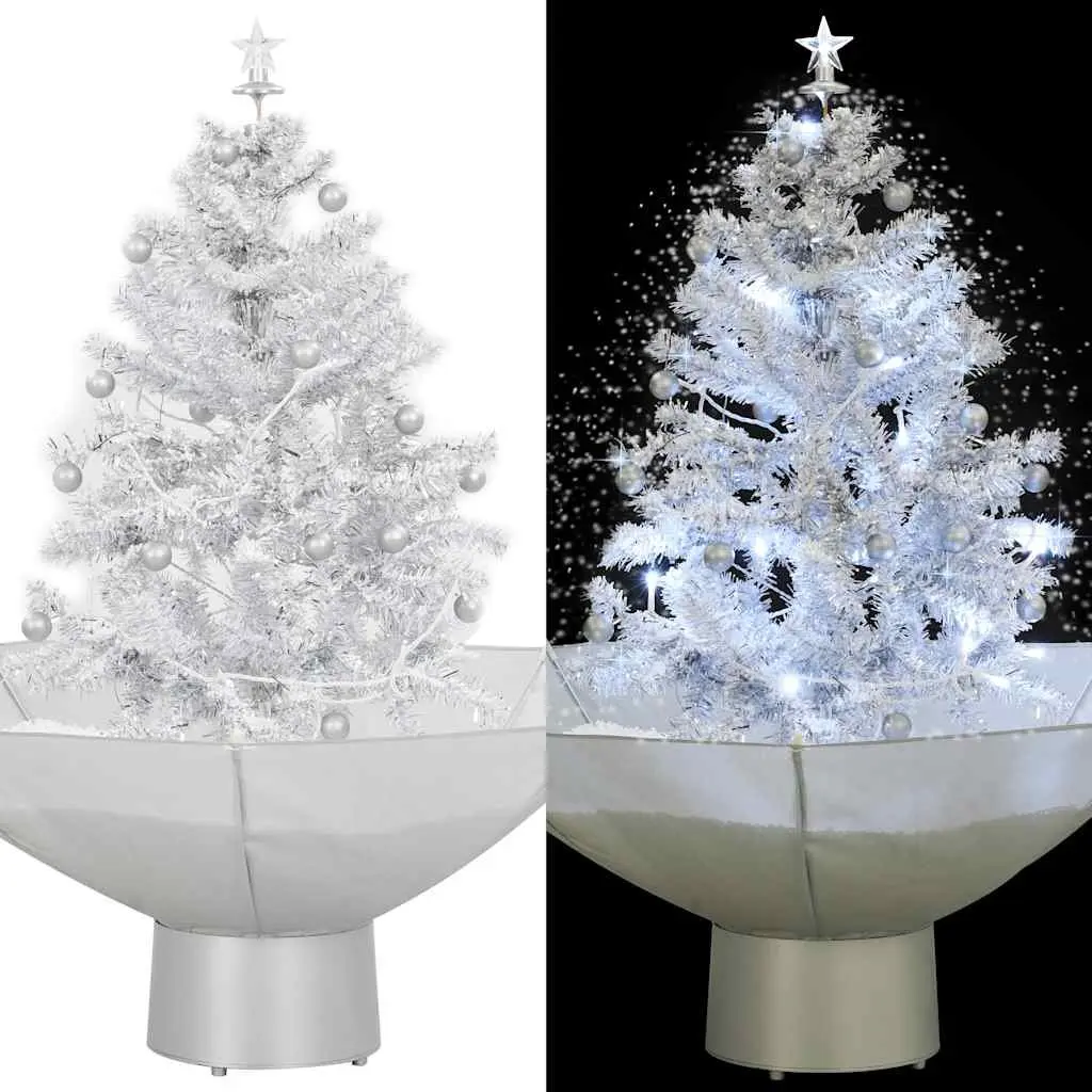 White Snowing Christmas Tree with Integrated Lights 75cm