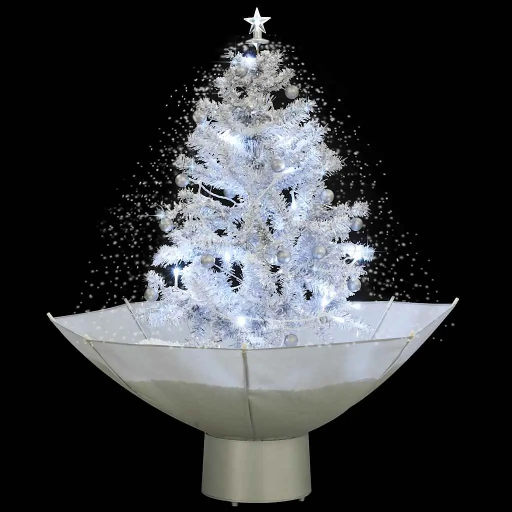 White Snowing Christmas Tree with Integrated Lights 75cm