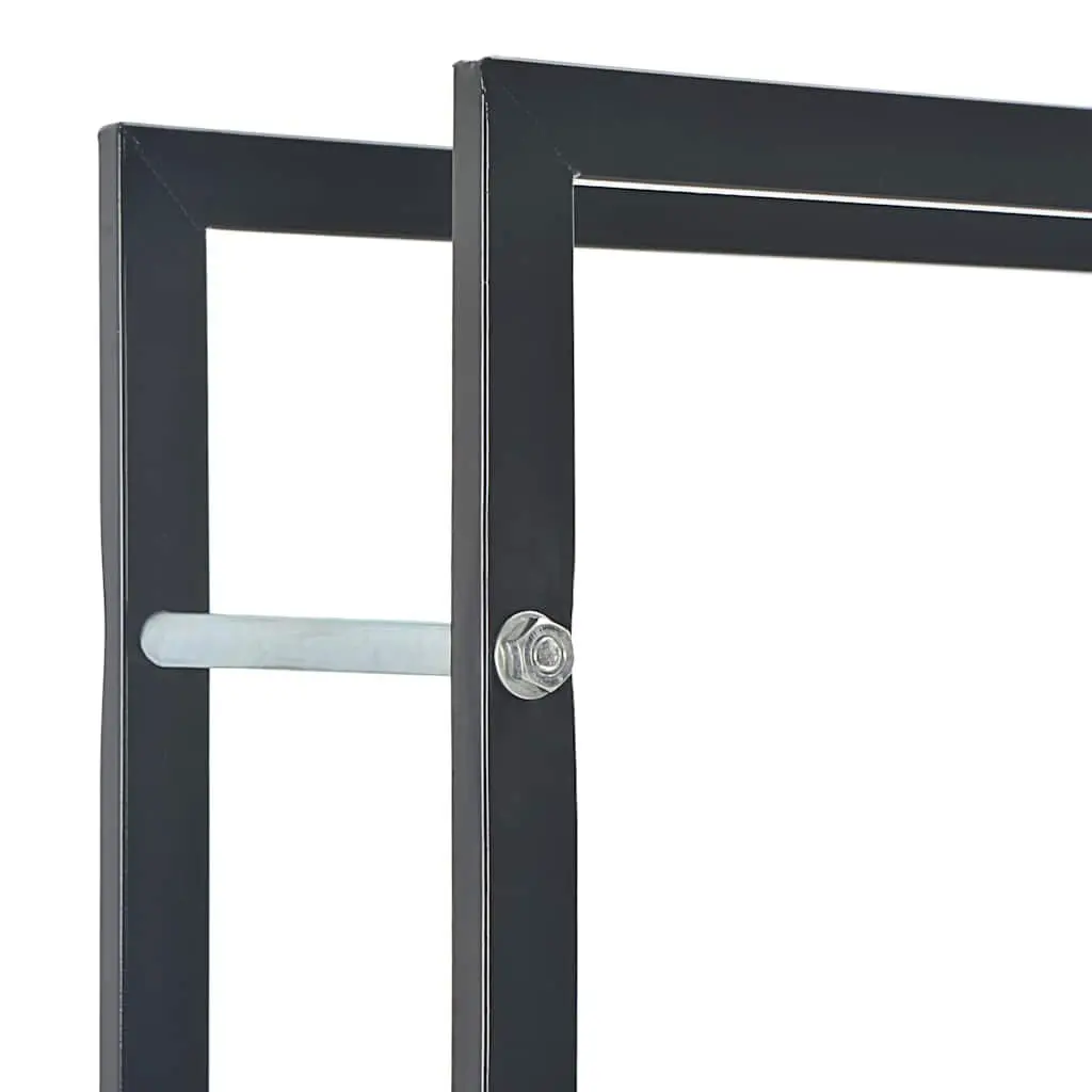 Firewood Rack Steel Black Rectangular Heavy Duty Storage