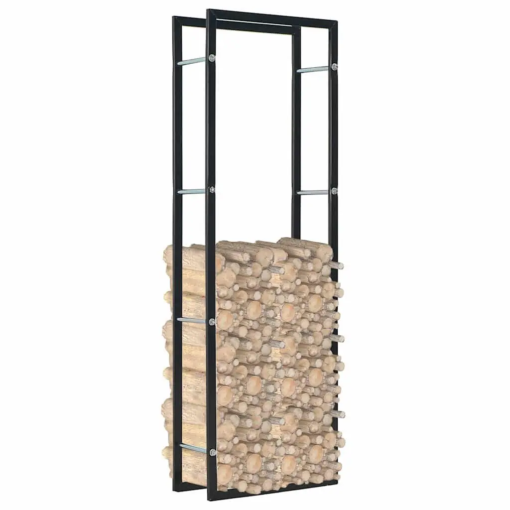 Firewood Rack Steel Black Rectangular Heavy Duty Storage