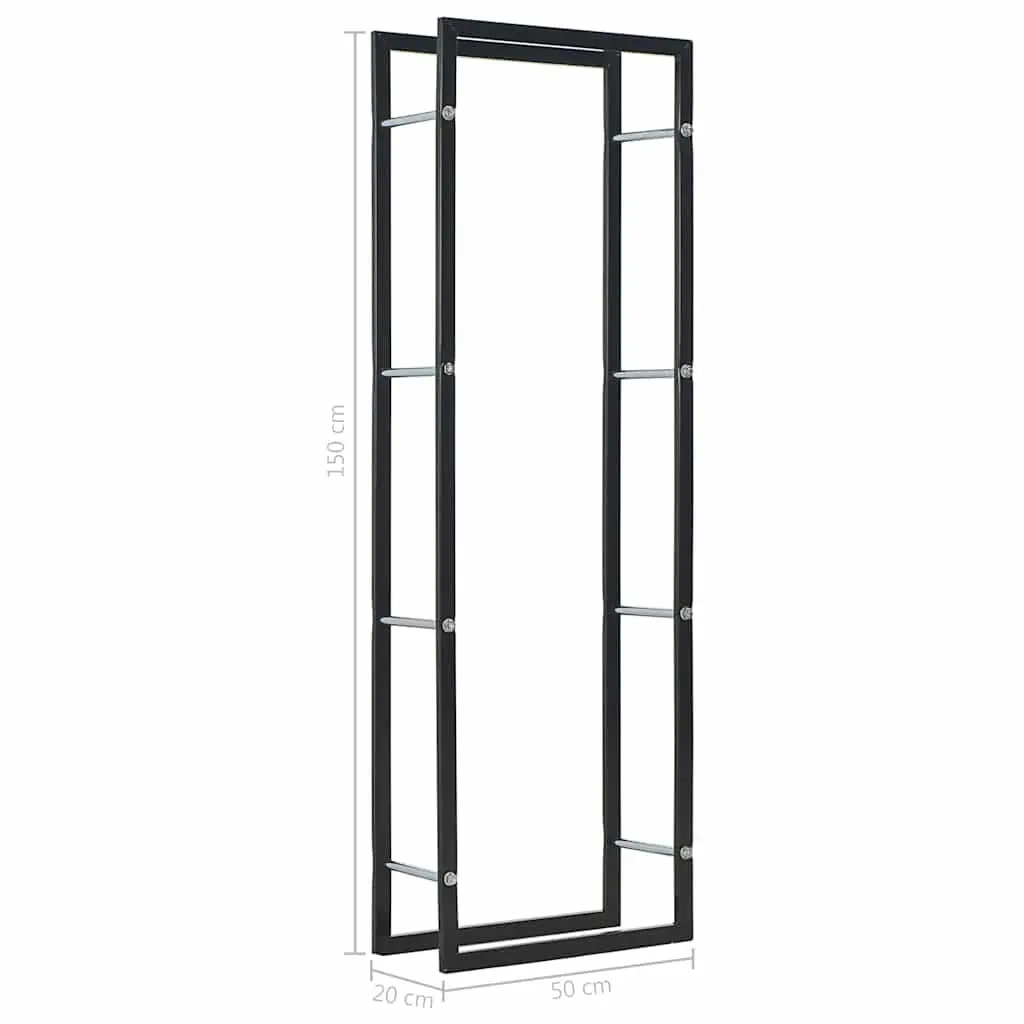 Firewood Rack Steel Black Rectangular Heavy Duty Storage