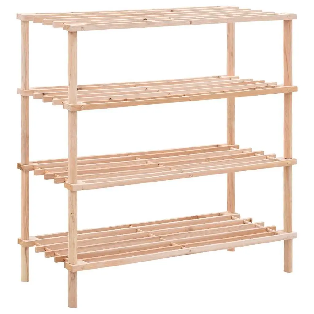 4-Tier Wooden Shoe Rack Solid Fir Wood Beige