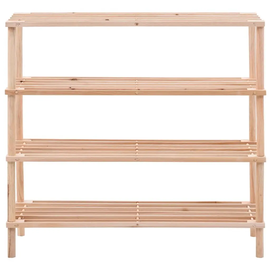 4-Tier Wooden Shoe Rack Solid Fir Wood Beige
