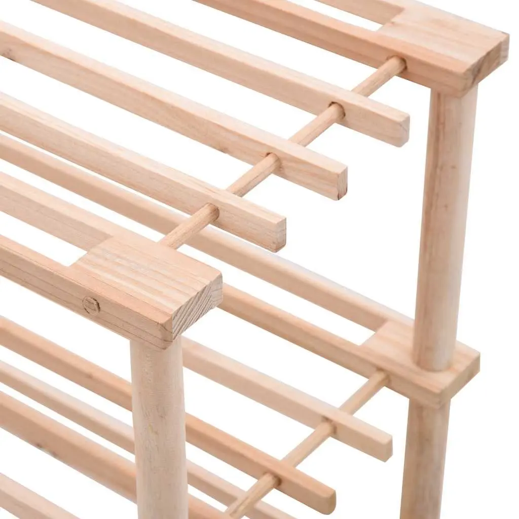 4-Tier Wooden Shoe Rack Solid Fir Wood Beige
