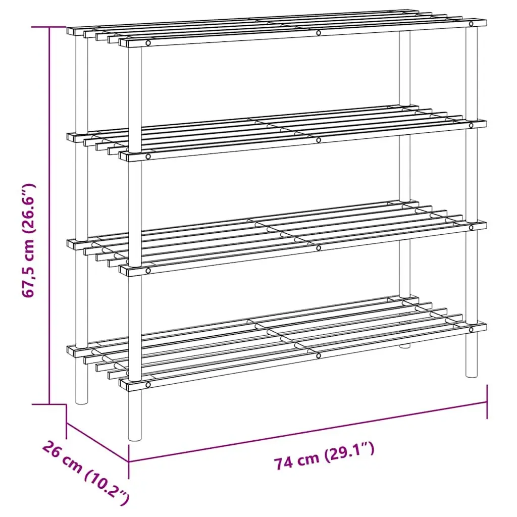 4-Tier Wooden Shoe Rack Solid Fir Wood Beige