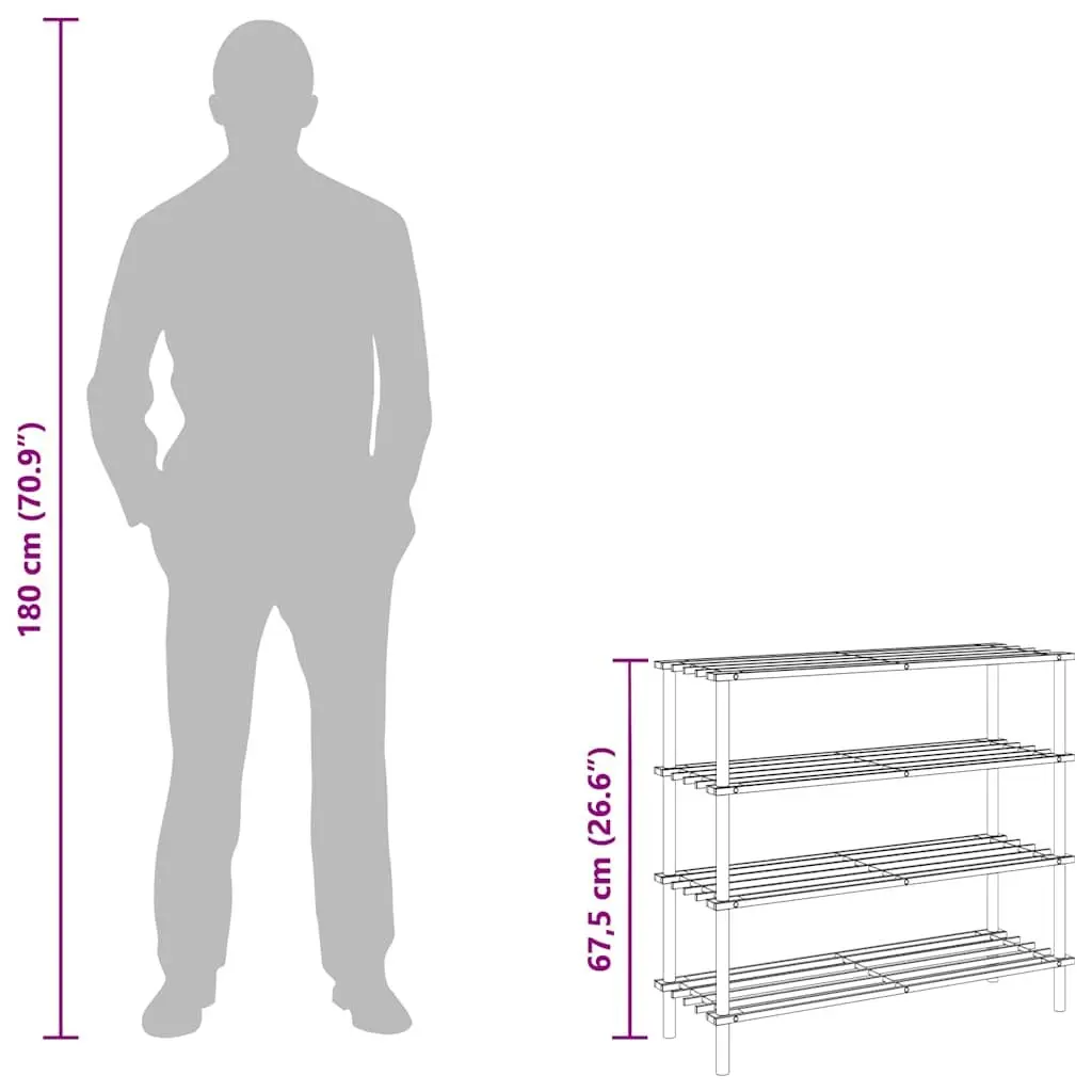 4-Tier Wooden Shoe Rack Solid Fir Wood Beige