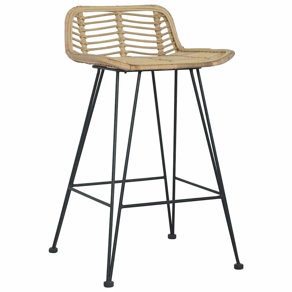 Bar Stools Rattan Brown 2 pcs Counter Chairs Rustic