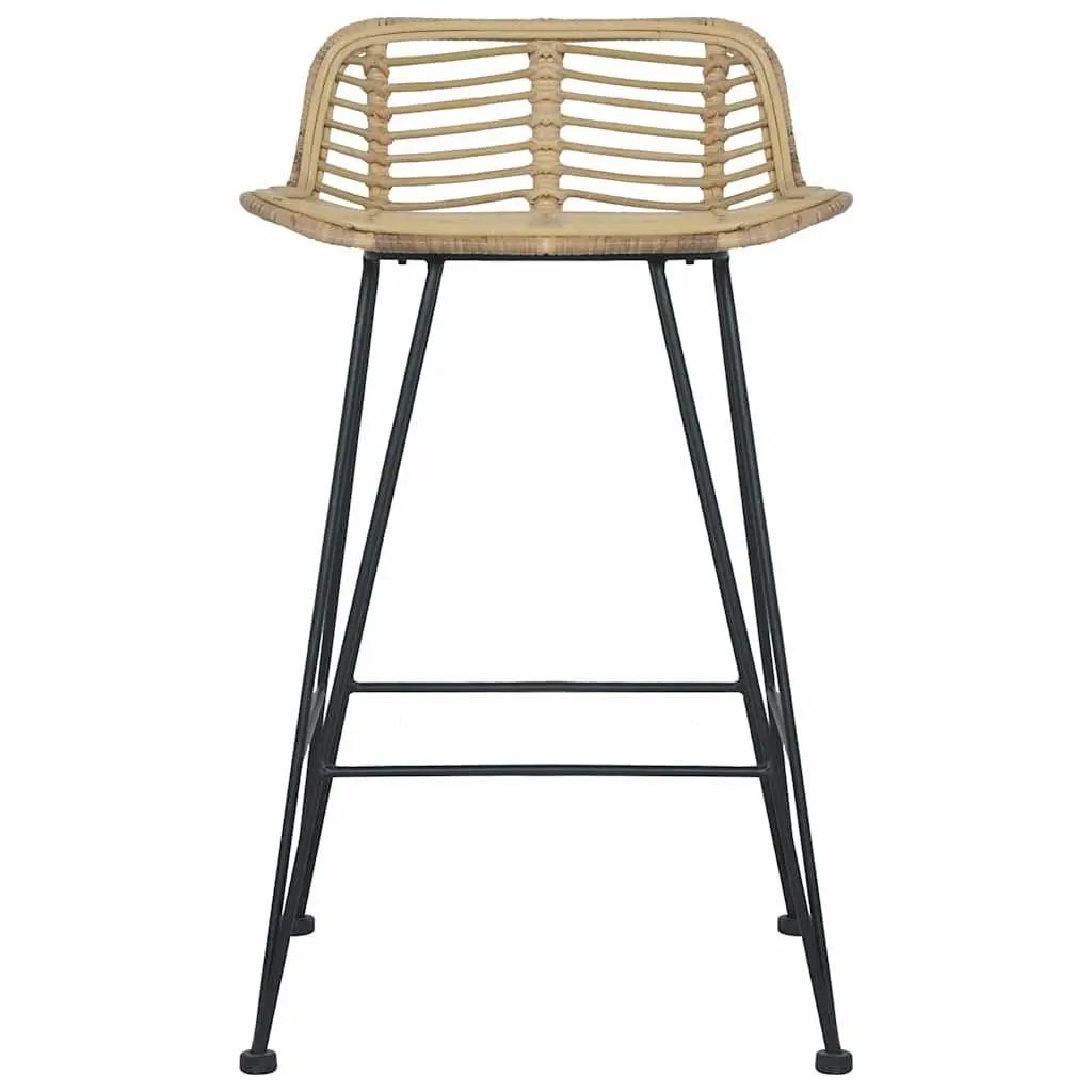 Bar Stools Rattan Brown 2 pcs Counter Chairs Rustic