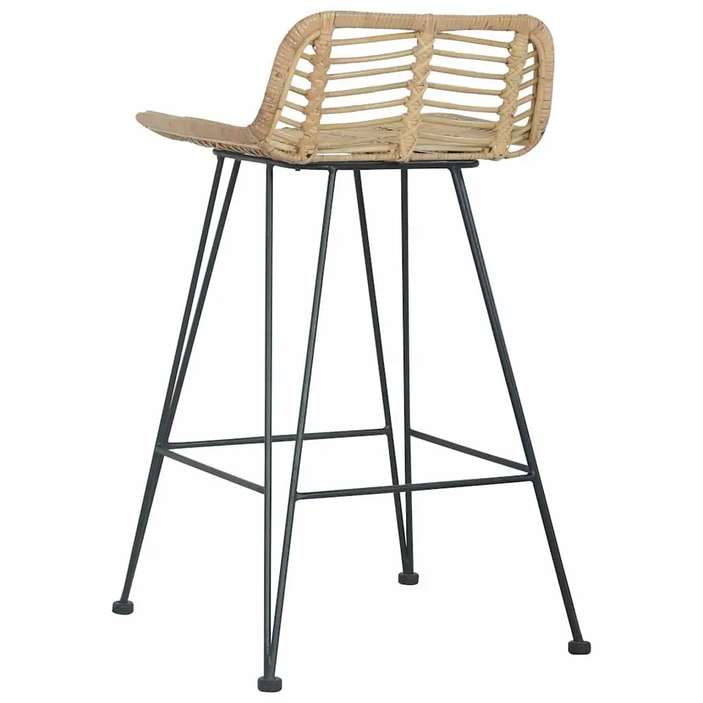 Bar Stools Rattan Brown 2 pcs Counter Chairs Rustic