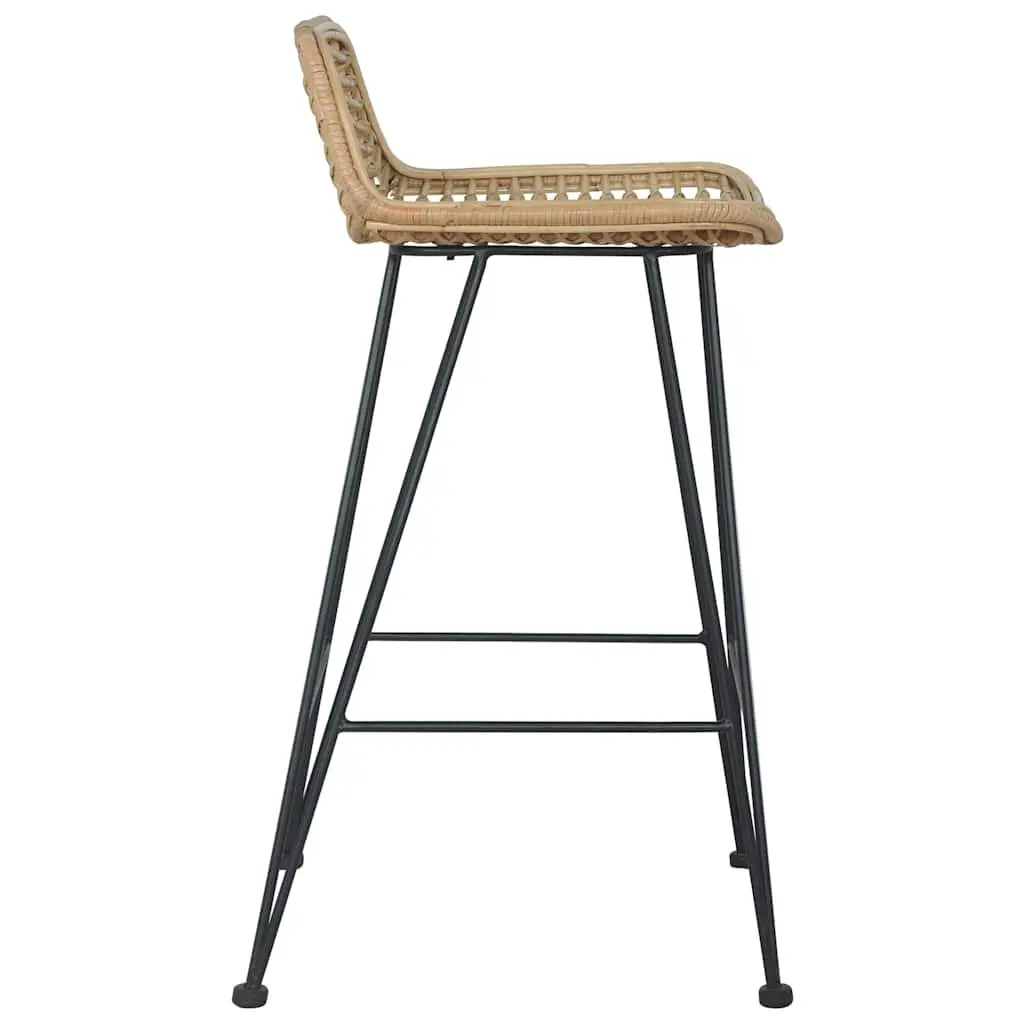 Bar Stools Rattan Brown 2 pcs Counter Chairs Rustic