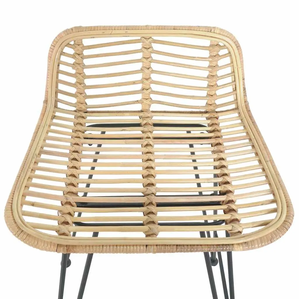 Bar Stools Rattan Brown 2 pcs Counter Chairs Rustic