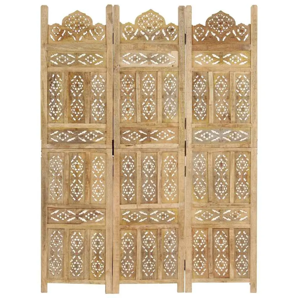 Hand Carved 3-Panel Folding Room Divider