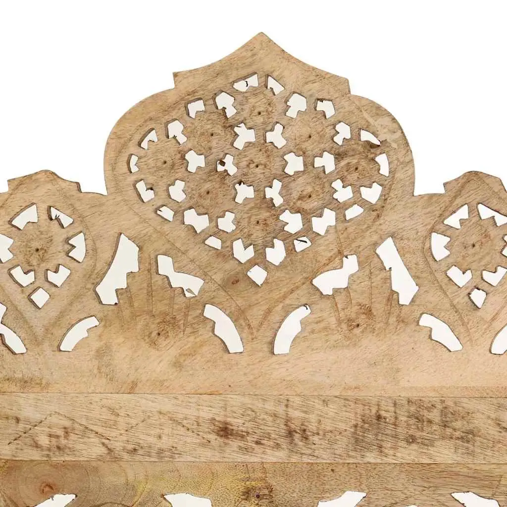 5-Panel Hand Carved Brown Wooden Room Divider