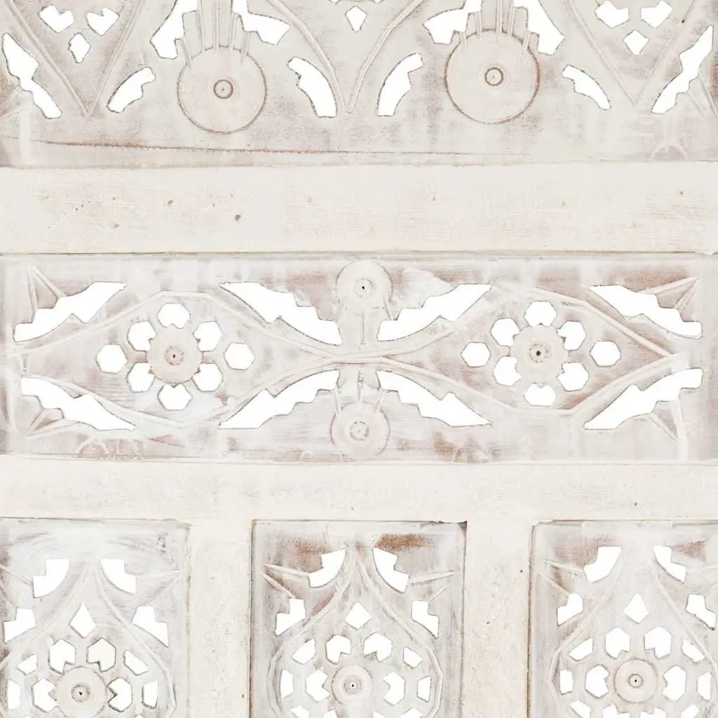 4-Panel Room Divider Solid Mango Wood 160 x 165 cm White