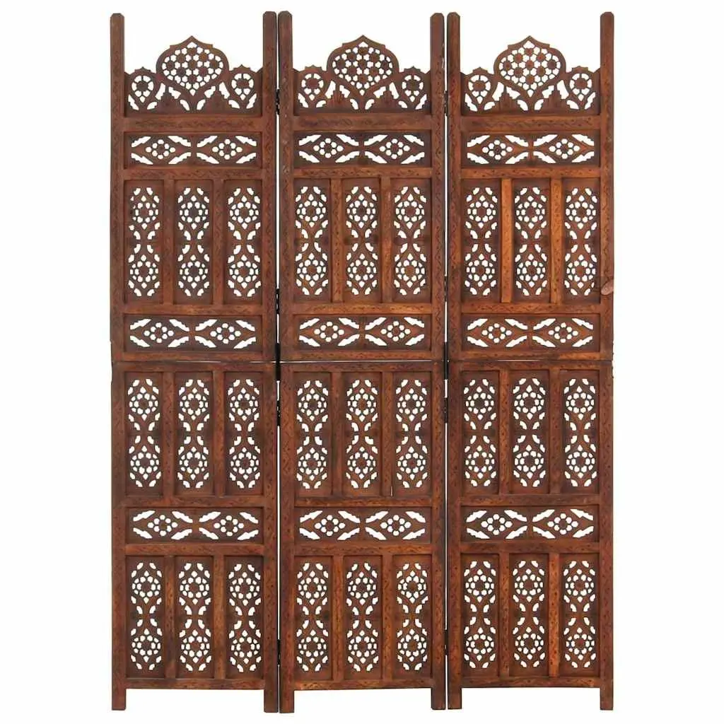 Hand Carved Wooden Room Divider Screen
