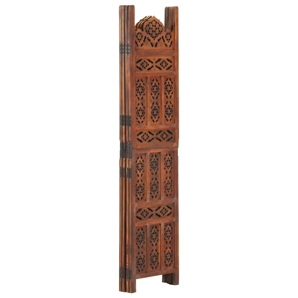 Hand Carved 4-Panel Folding Screen Divider