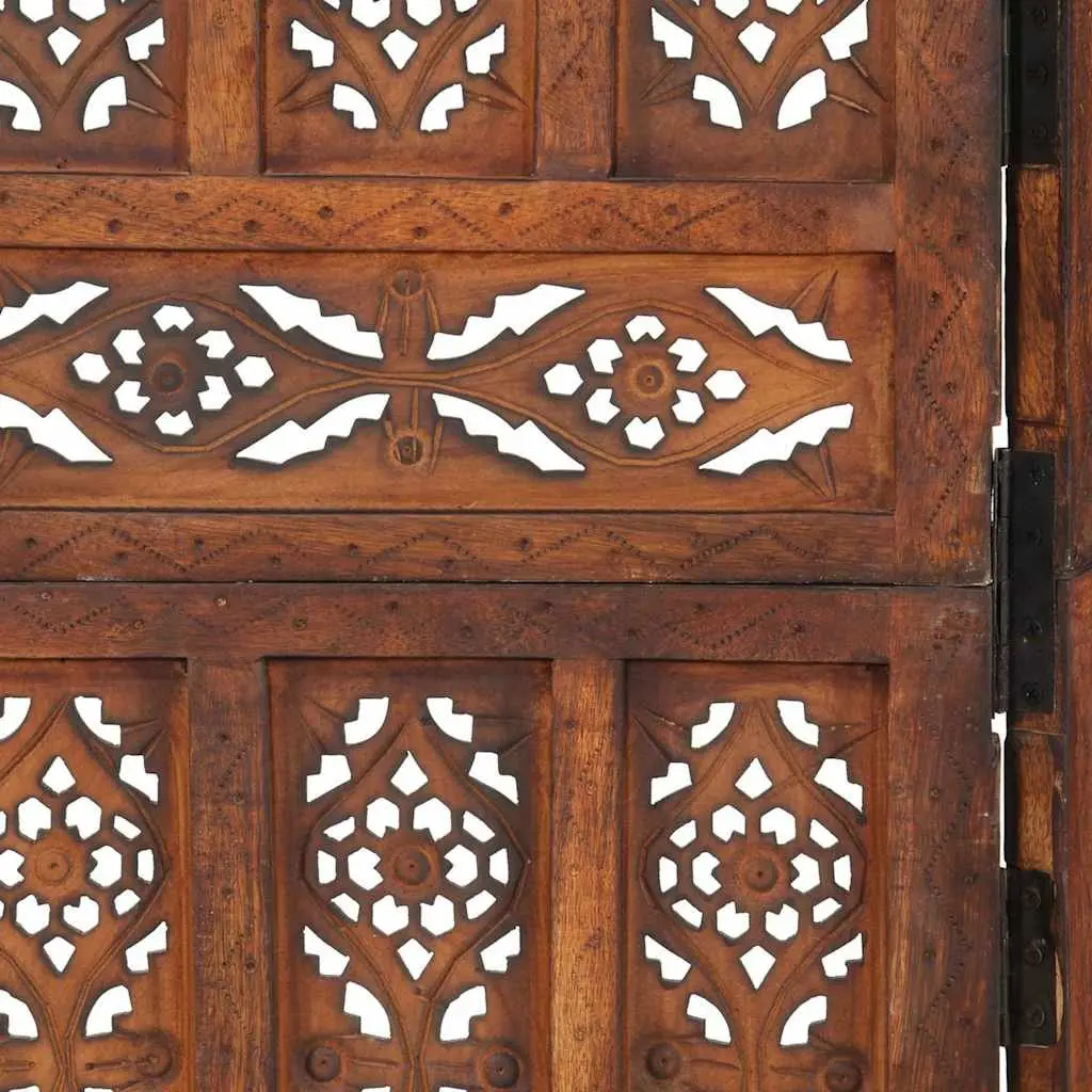 Hand Carved 4-Panel Folding Screen Divider