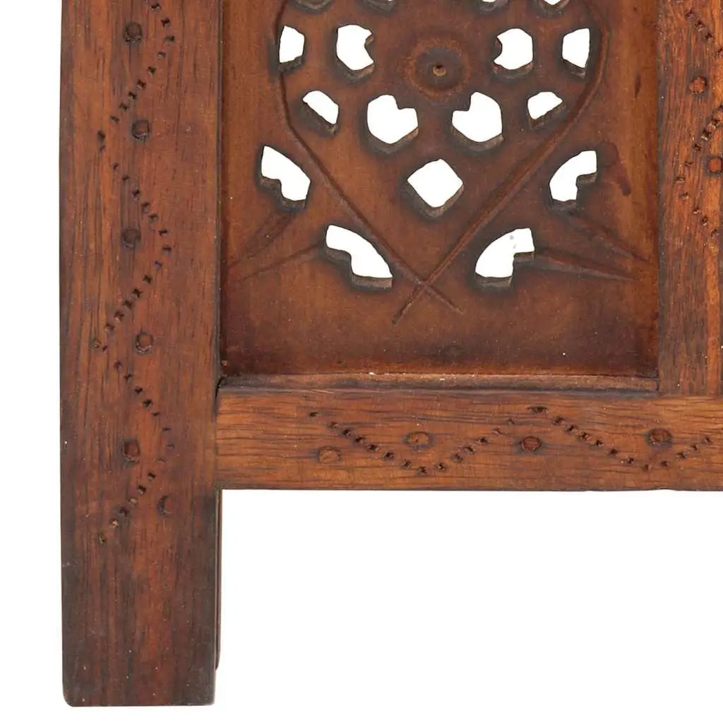 Hand Carved 4-Panel Folding Screen Divider