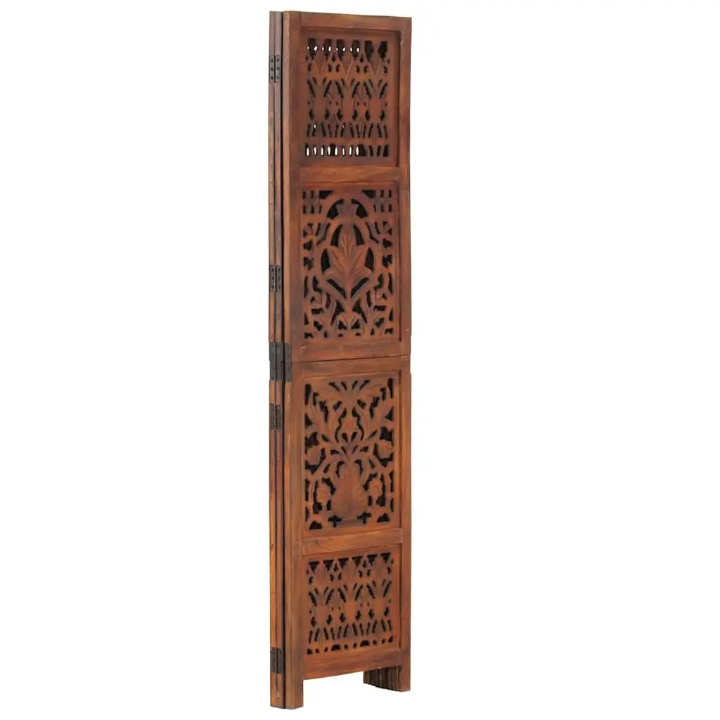 Hand Carved 3-Panel Room Divider in Brown