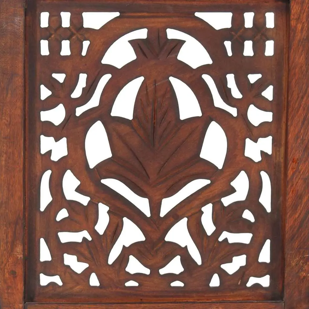 Hand Carved 3-Panel Room Divider in Brown