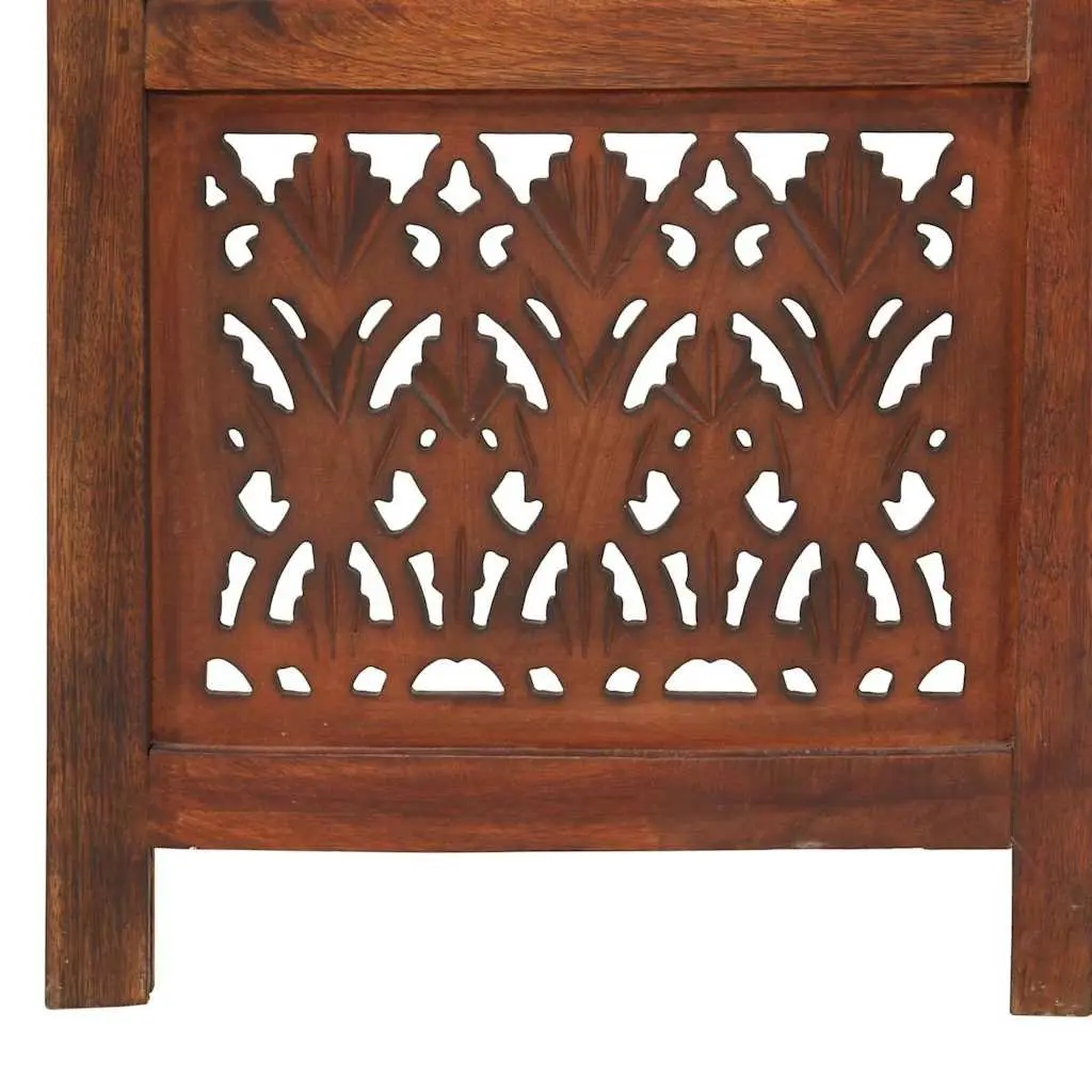 Hand Carved 3-Panel Room Divider in Brown