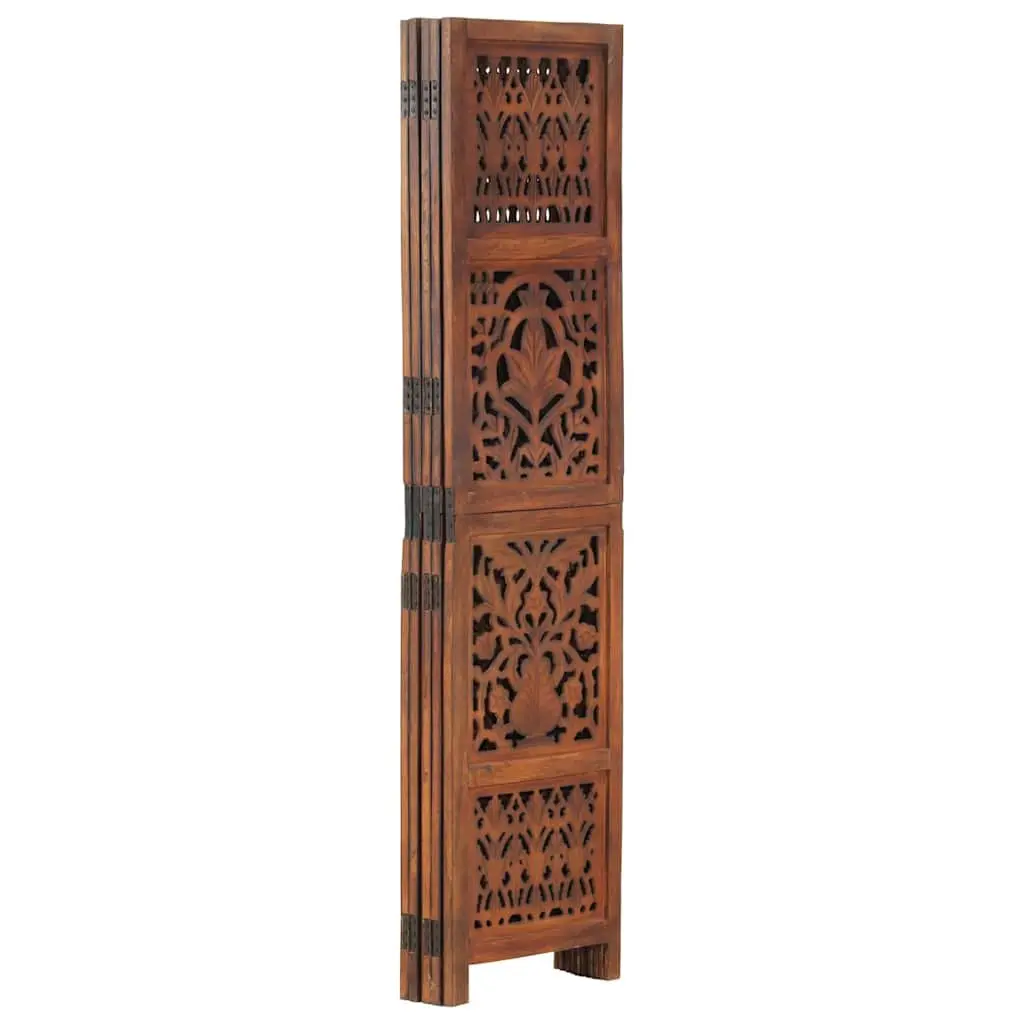 Hand Carved 5-Panel Wooden Room Divider