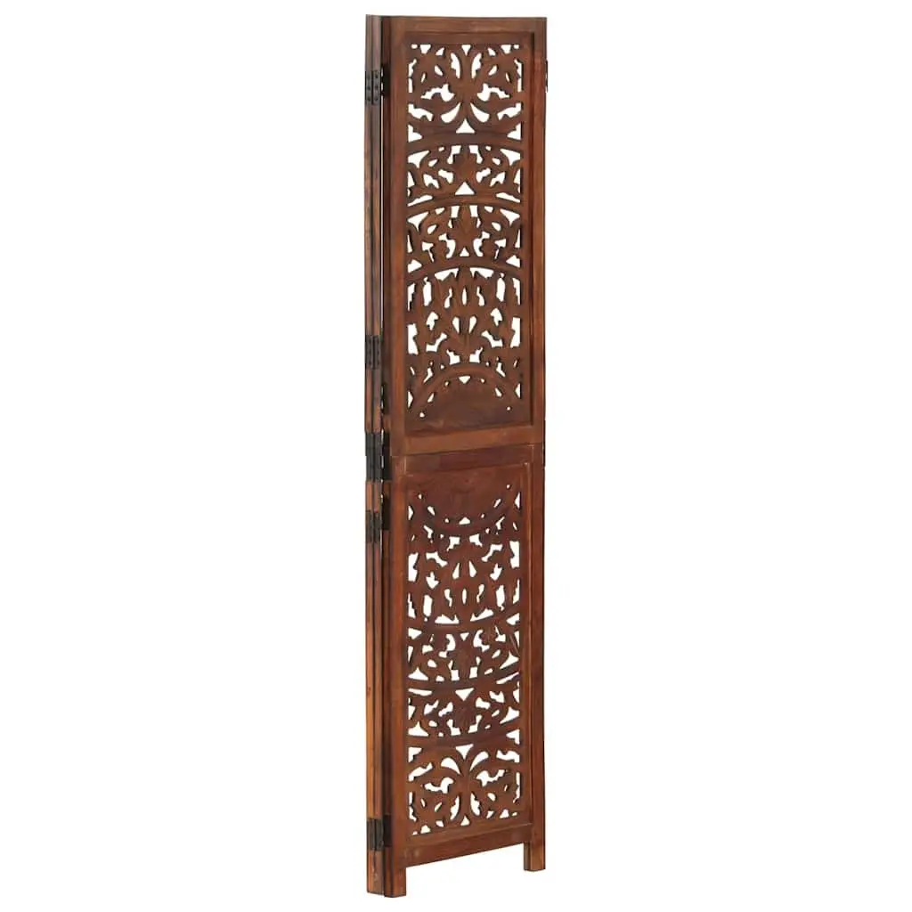 3 Panel Room Divider Solid Mango Wood 120 x 165 cm Brown Folding Privacy Screen