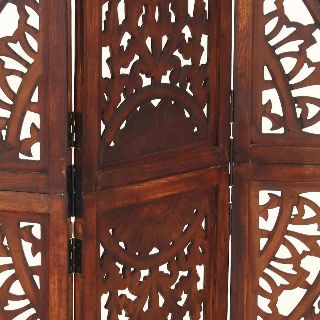 3 Panel Room Divider Solid Mango Wood 120 x 165 cm Brown Folding Privacy Screen
