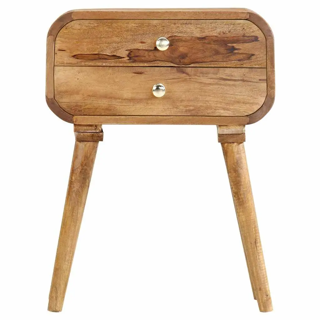 Solid Wood Bedside Cabinet with 2 Drawers, Brown 43x30x58cm