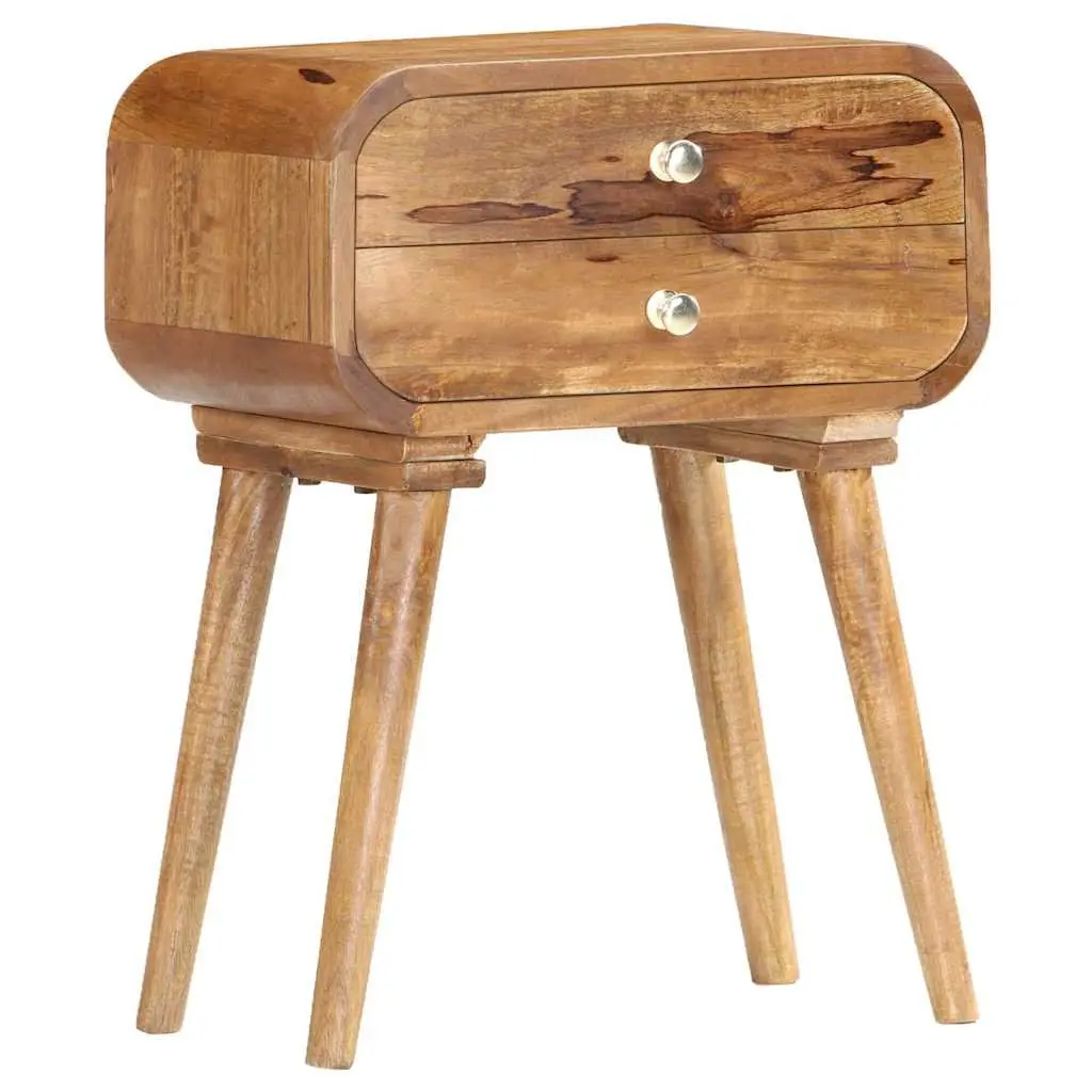 Solid Wood Bedside Cabinet with 2 Drawers, Brown 43x30x58cm
