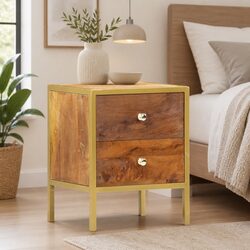 Wooden Bedside Cabinet with 2 Drawers, 40x35x50 cm
