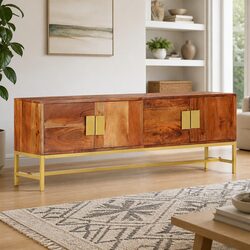 Rustic Brown TV Cabinet 140x30x50 cm in Solid Acacia Wood