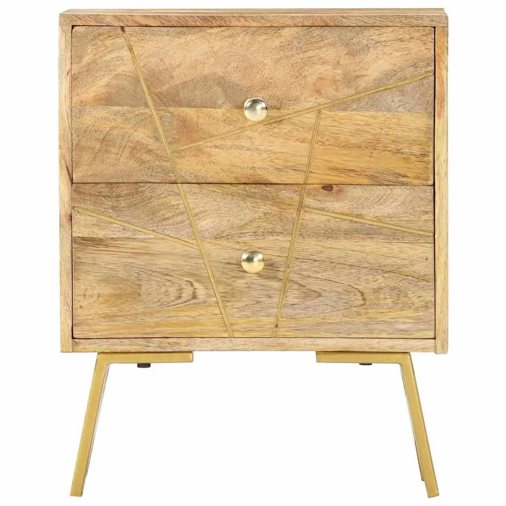 Solid Mango Wood Nightstand 40x30x50 cm with 2 Drawers