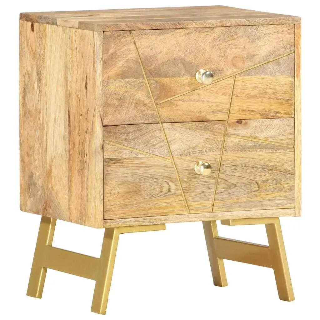 Solid Mango Wood Nightstand 40x30x50 cm with 2 Drawers