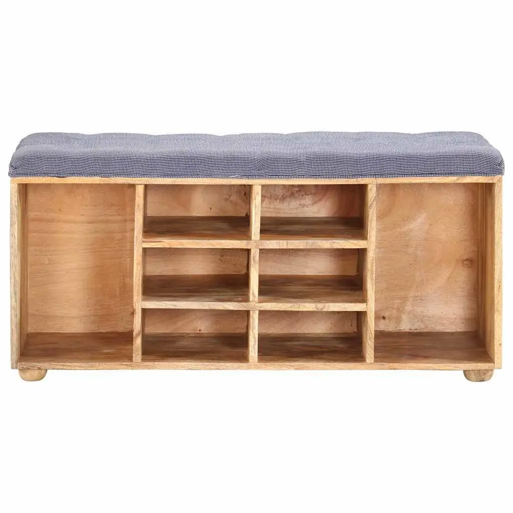 Solid Wood Storage Bench with Padded Seat and Compartments