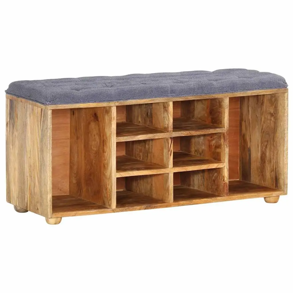 Solid Wood Storage Bench with Padded Seat and Compartments