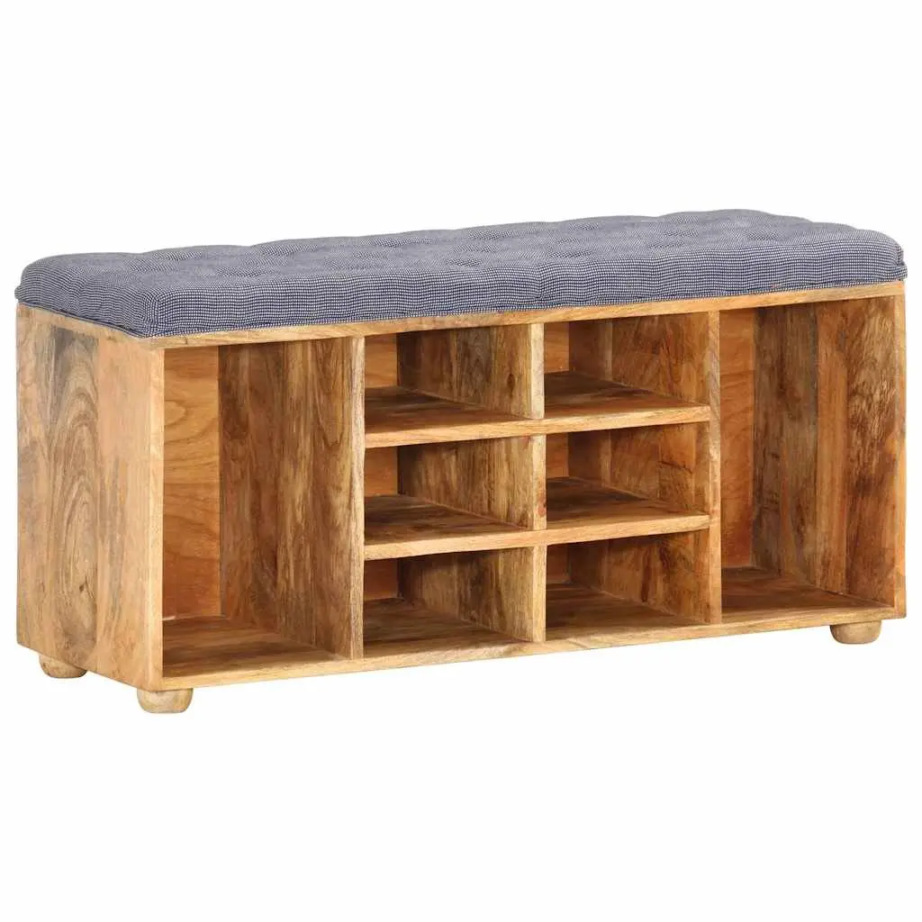 Solid Wood Storage Bench with Padded Seat and Compartments