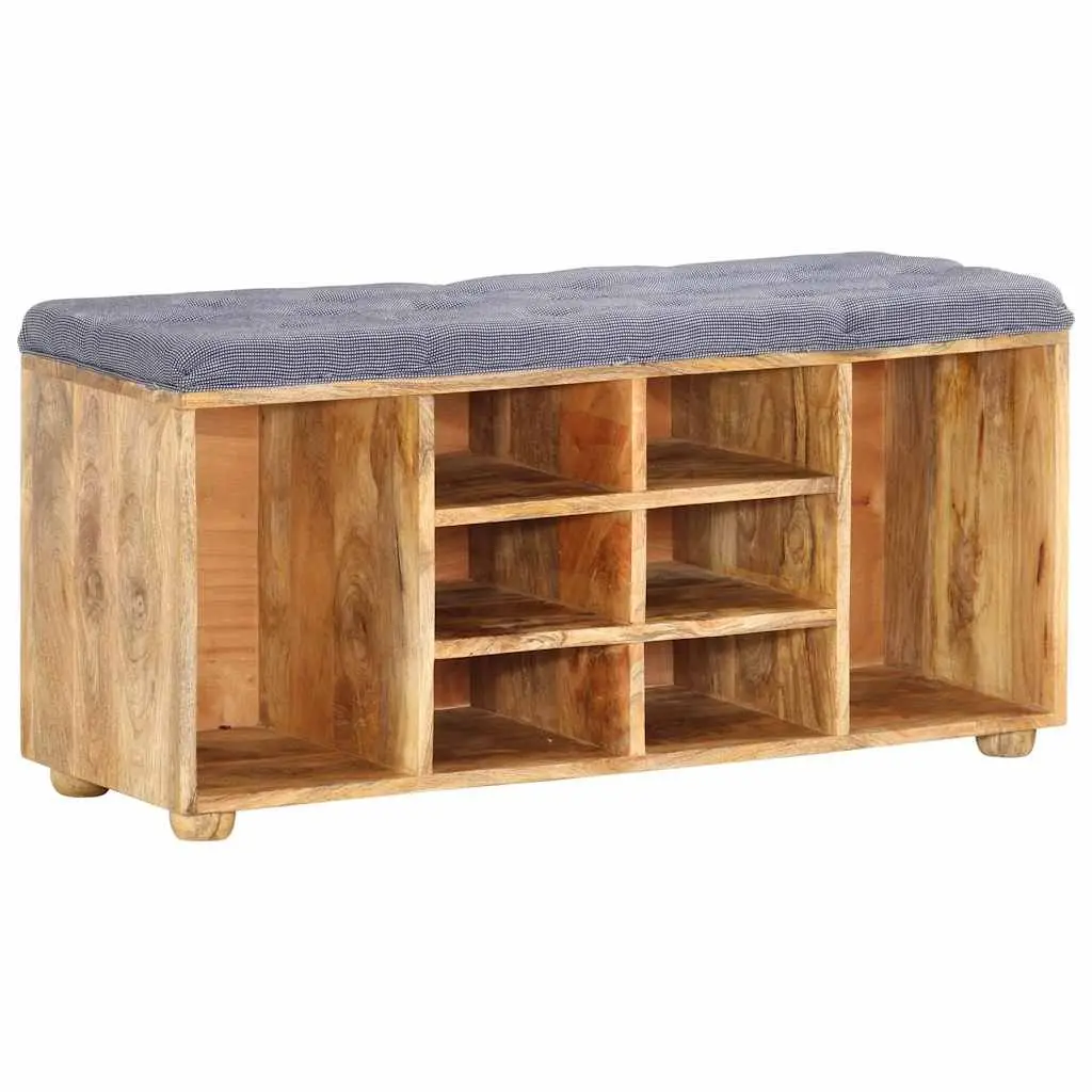 Solid Wood Storage Bench with Padded Seat and Compartments