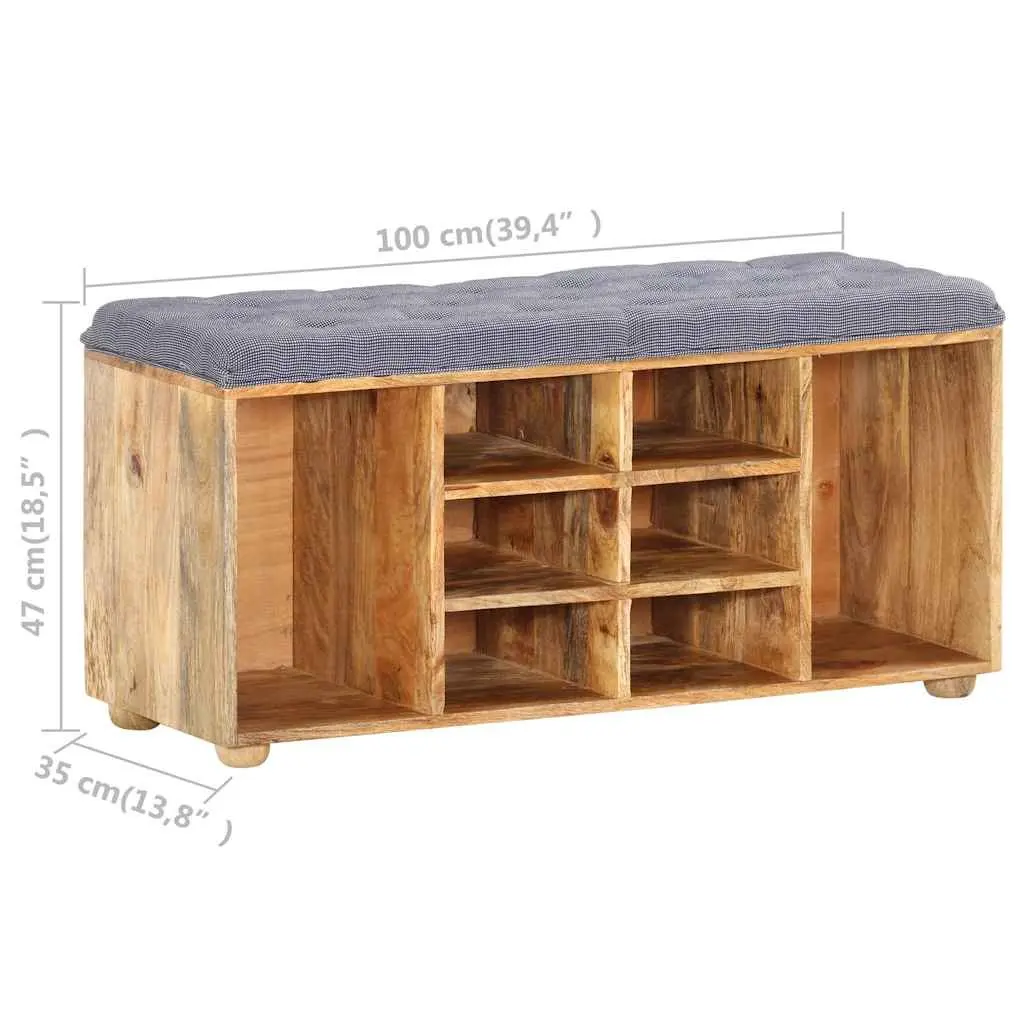 Solid Wood Storage Bench with Padded Seat and Compartments