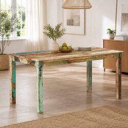 Dining Table Solid Reclaimed Wood 160x80x76 cm Kitchen Room Furniture