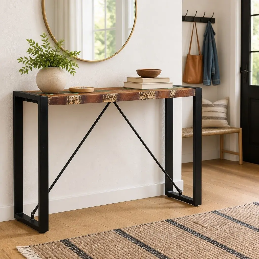 Solid Reclaimed Wood Console Table 110x35x76cm