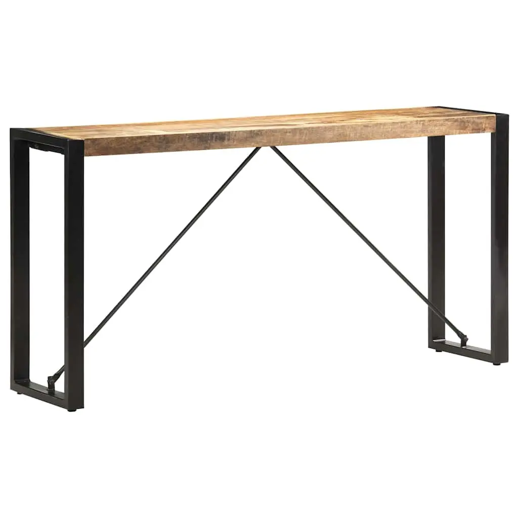 Industrial Solid Mango Wood Console Table with Steel Legs