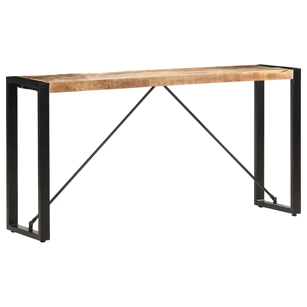 Industrial Solid Mango Wood Console Table with Steel Legs