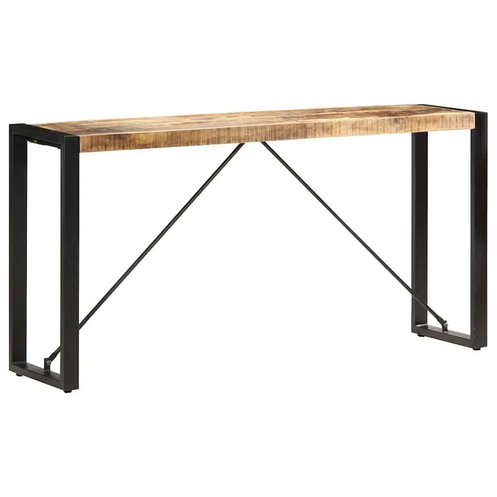 Industrial Solid Mango Wood Console Table with Steel Legs