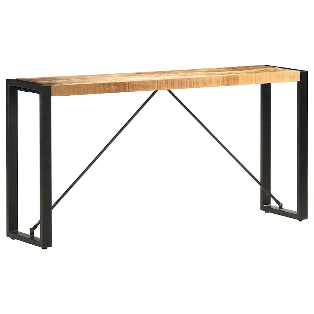 Industrial Solid Mango Wood Console Table with Steel Legs