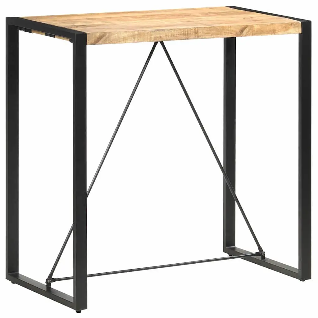 Solid Mango Wood Bar Table 110x60x110cm with Steel Legs