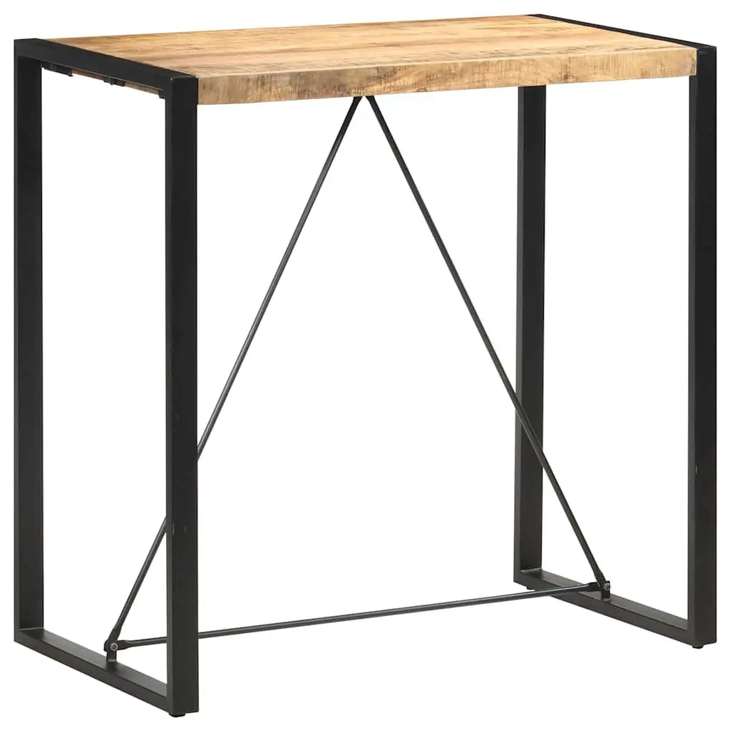 Solid Mango Wood Bar Table 110x60x110cm with Steel Legs