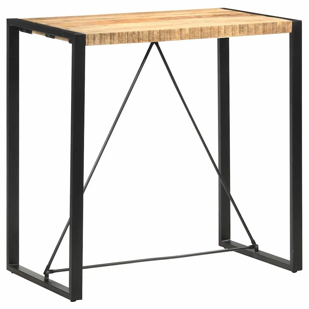 Solid Mango Wood Bar Table 110x60x110cm with Steel Legs
