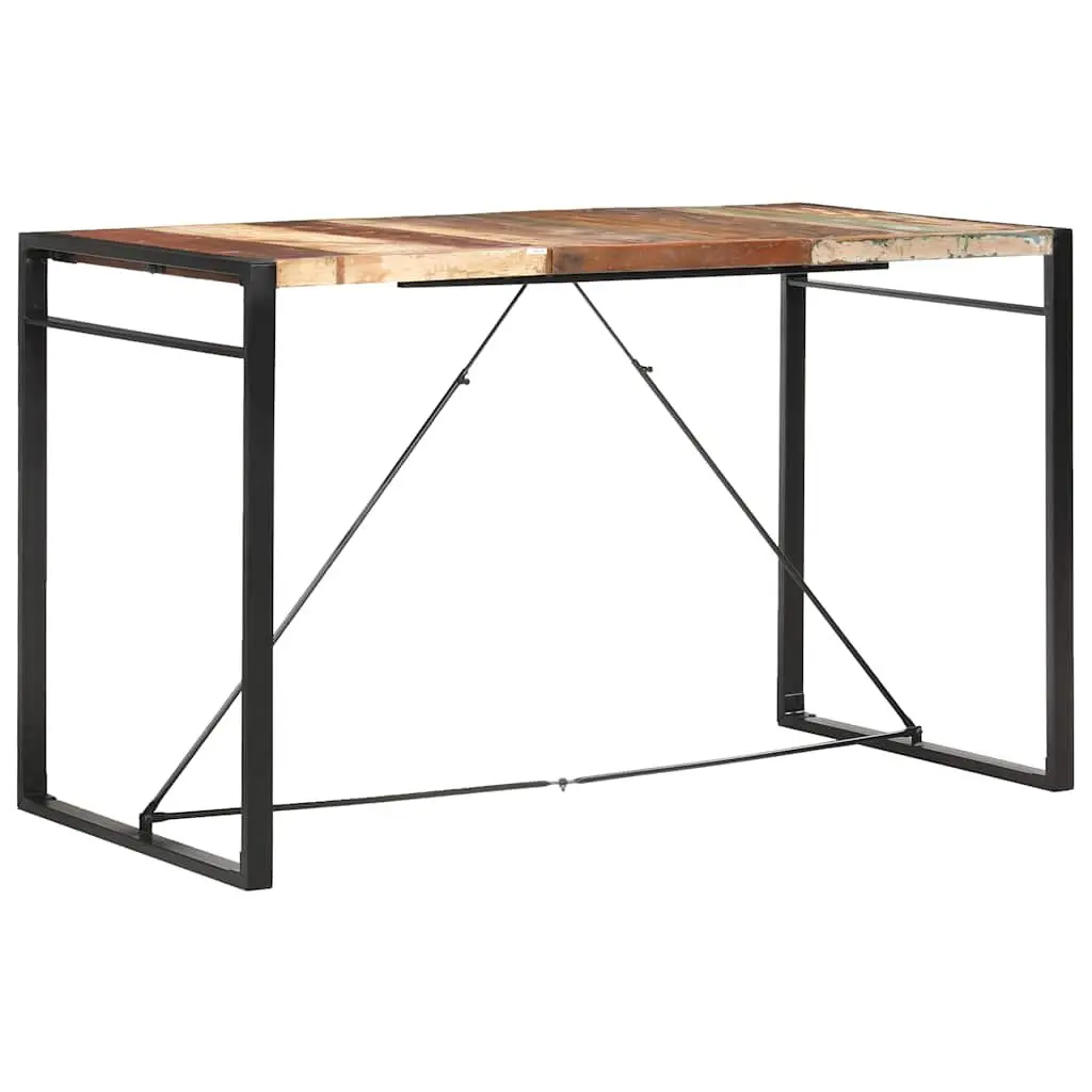 Solid Reclaimed Wood Bar Table with Steel Frame 180x90x110 cm