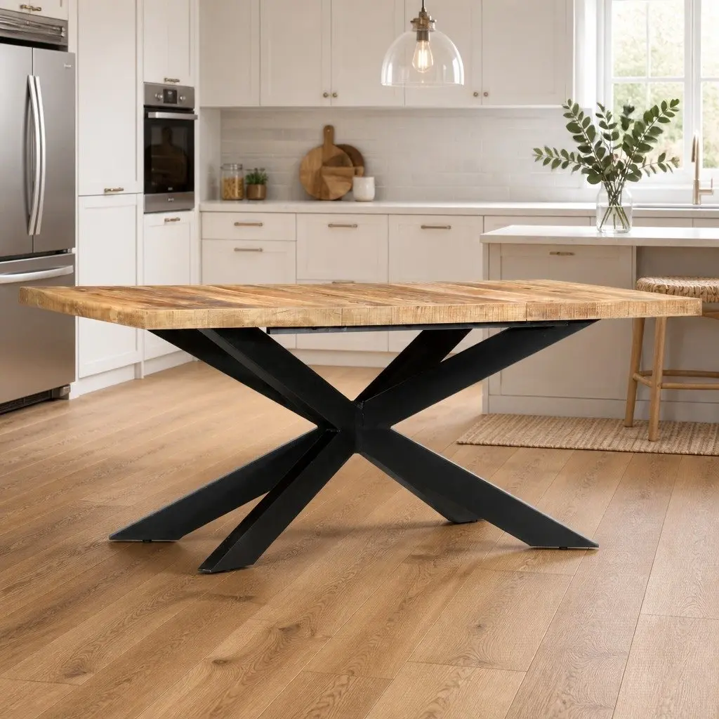 Industrial Style Dining Table 180x90x76cm in Mango Wood